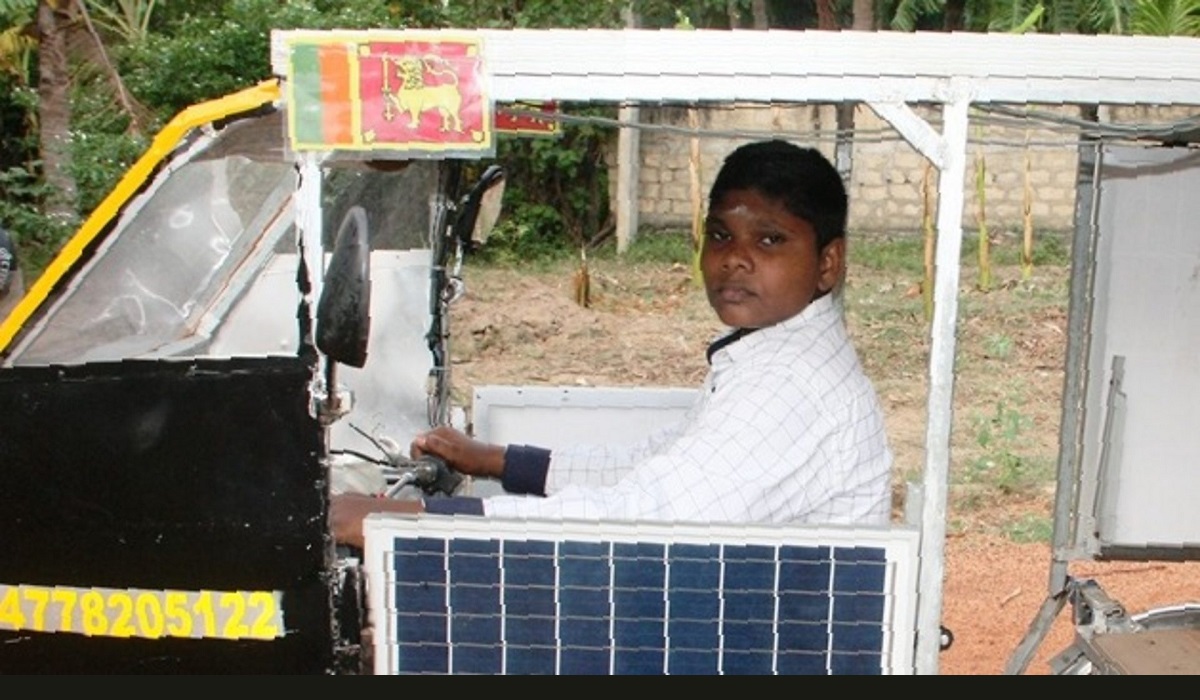 Sri Lankan teen uses scraps to build a solar-powered tuk-tuk